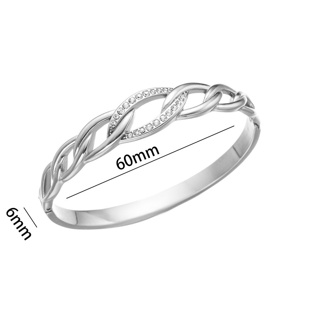 New Diamond Set Fried Dough Twists Design Personalized Gold Stainless Steel Fashion Bracelet_ipsvogv.com