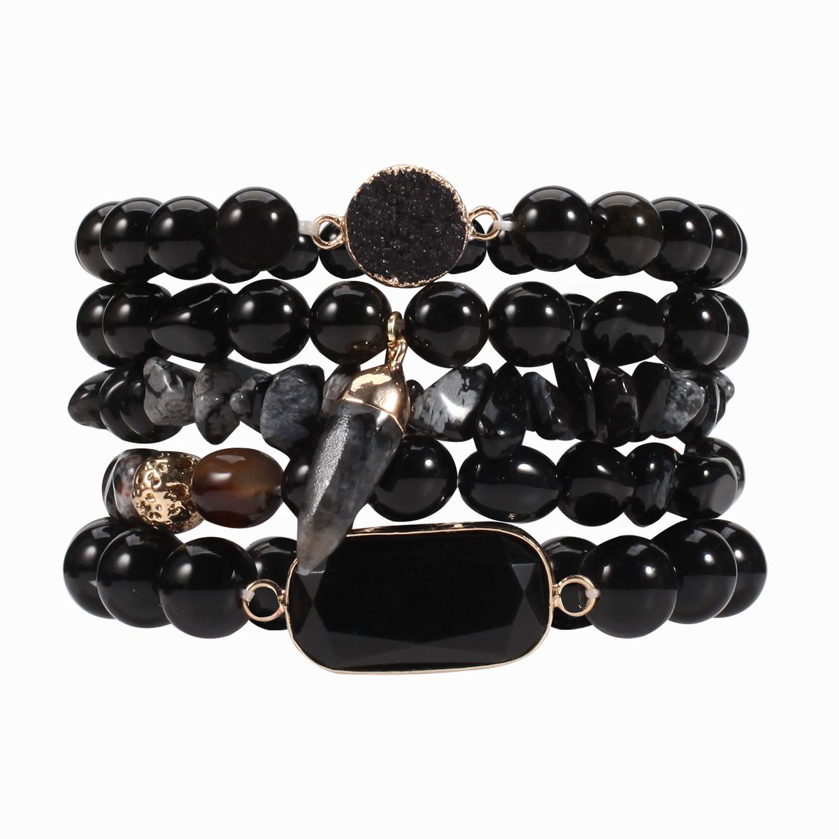 Rose Crystal Natural Stone Bracelet Bracelet Set Elastic Beads Adjustable_ipsvogv.com