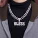 Unisex Hip Hop Alloy Letter Blessing English Long Necklace Niche Street Chain Accessories Big Letter BLESS Pendant_ipsvogv.com