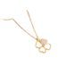 New Fashion Gold Flower Clover Titanium Steel Necklace With Cat's Eye Stone Inlaid, Mesh Red Collar Chain Women's_ipsvogv.com