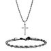 Men's Cuban hip-hop twist chain cross pendant necklace bracelet two-piece suit_ipsvogv.com