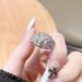 Zircon Diamond Full Cross Bow Pink Open Ring, Light Luxury, High End, Niche Design, Fashion Accessories For Women Ring, Luxury, End, Design,_ipsvogv.com