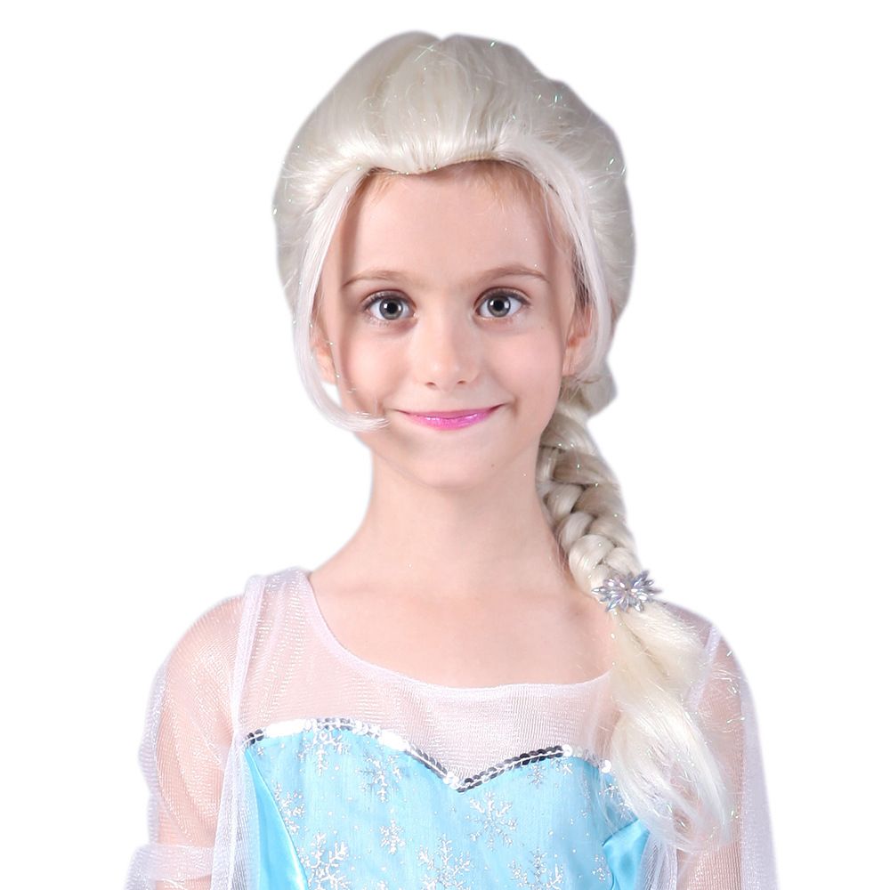 Children's Day Halloween Christmas girl performance cos princess silver hair braided long curly hair_ipsvogv.com