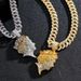 Set Of Fashion Hip-Hop Queen Avatar Long Layered Full Diamond Cuban Chain Necklace_ipsvogv.com