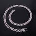 Men’s Jewelry Set Fashion Hot Selling 8mm Three Diamond Pink And White Integrated Buckle Necklace Trendy Men's Personality Hip Hop Diamond Cuban Chain_ipsvogv.com