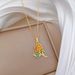 Green 【 】 Leaf Rose Zircon Light Luxury Charm Gorgeous Full Diamond Necklace Women's Versatile Clavicle Titanium Steel 【 】_ipsvogv.com