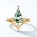 Green Moss Combination Ring Female S925 Silver Personality Unique Water Grass Agate Ring Light Luxury_ipsvogv.com