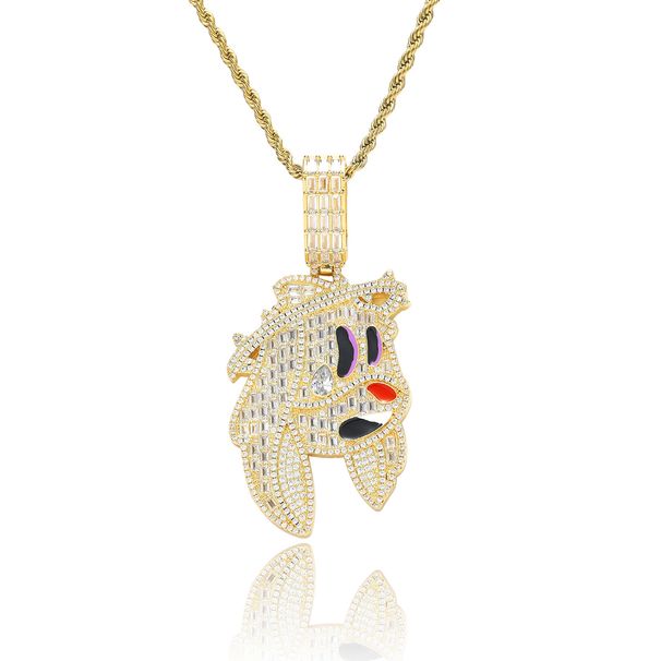 Unisex New Cartoon Rabbit Pendant Hip Hop Personality Trend Men's Micro Inlaid T Square Zircon Hip Hop Necklace_ipsvogv.com