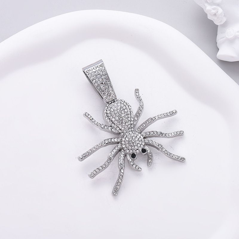Hip Hop New Product Full Diamond Alloy Spider Pendant Fashion Personality Cuban Chain Men's Necklace Jewelry_ipsvogv.com