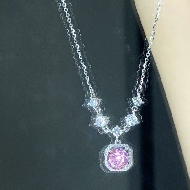 6497 People's Collection Pure Silver Full Diamond Sugar Necklace For Women, Light Luxury, Niche Design, Sweet Ins !_ipsvogv.com