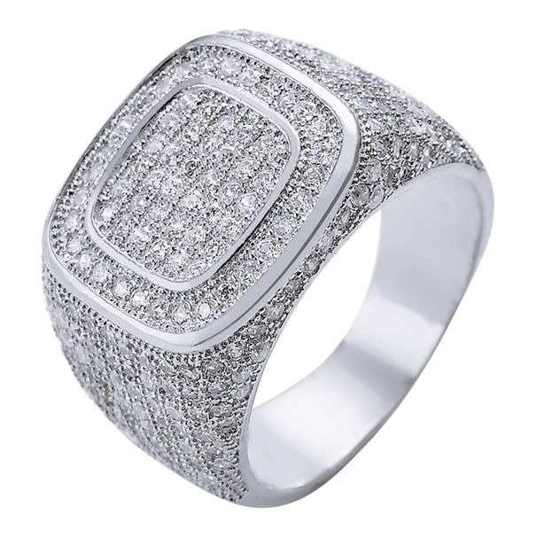 Men's Jewelry Gold Plated Micro Inlaid Zircon Ring Hiphop CZ Ring Hip Hop Men's Full Diamond Ring_ipsvogv.com