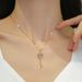 【 】 Love Key Light Luxury Charm Gorgeous Full Diamond Necklace Women's Versatile Clavicle Titanium Steel Chain_ipsvogv.com