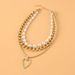 Temperament Pearl Chain Gold Peach Heart Pendant Necklace Street Shooting Women's Multi Layer Necklace_ipsvogv.com