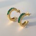 Spot Fashionable Niche Ins18k Gold Plated Titanium Steel Emerald Zircon Crescent Earrings_ipsvogv.com