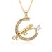 Ins New Personality Crescent Necklace For Men And Women Spot Simple Copper Plated Gold Inlaid Zirconium Sweater Chain All Match_ipsvogv.com