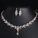 Fashion Simple Elegant Long Horse Eye Water Drop Zircon Necklace Bride Bridesmaid Wedding Banquet Set Earrings_ipsvogv.com