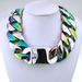Heavy 316l Stainless Steel 32mm Solid Necklace Steel and Rainbow Dual Colors Men's Jewelry_ipsvogv.com