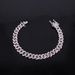 Men’s Jewelry Set Fashion Hot Selling 8mm Three Diamond Pink And White Integrated Buckle Necklace Trendy Men's Personality Hip Hop Diamond Cuban Chain_ipsvogv.com