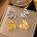 Ins Personalized Stainless Steel Pleated Earrings, Niche Heart-shaped Design, Gold-plated Luxury Earrings Accessories_ipsvogv.com