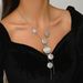 Minimalist geometric women's long necklace, niche circular pendant design, collarbone chain, versatile and high-end_ipsvogv.com