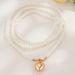 Metal Heart Pendant Pearl Fashionable Winding Multi-layer Bead Collarbone Chain Necklace Accessory_ipsvogv.com