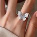 Summer Fragmented Ice Blue Butterfly Ring, Female Niche Design, Light Luxury, High Grade, Finger Ring 2024 New Edition_ipsvogv.com