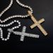 Hip Hop Grid Full Zircon Cross Pendant Necklace Unisex Simple Fashion Jewelry_ipsvogv.com