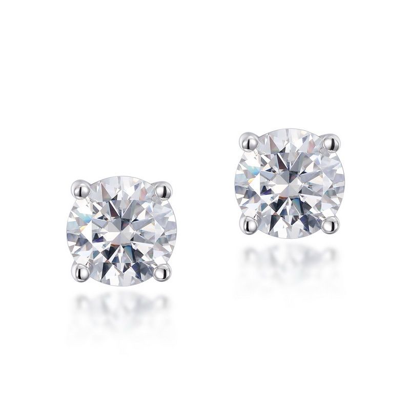 Shining 1ct Moissanite Earrings S925 Silver Four Claw Inlaid With Colored Diamonds Moissanite Earrings Simple Style_ipsvogv.com