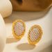Ins Light Luxury Personality Niche Brass Gold-Plated Women's Irregular Oval Pearl Earrings_ipsvogv.com
