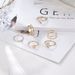 New Ancient Silver Crescent Pearl Geometry Palm Women's Adjustable Ring Set With 6 Rings_ipsvogv.com