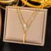 Geometric Long Strip Single Circular Double-layer Necklace, Women's Style, Simple And Fashionable, Diamond Studded_ipsvogv.com