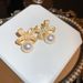 Cao Shi's French Medieval Bow Elegant Flower Season Pearl Earrings, Small Fragrant Earrings_ipsvogv.com