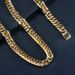 Japanese, Korean, Cuban Chain Double Woven Six Sided Necklace, Trendy And Cool Style, Men's Titanium Steel Rough Gold_ipsvogv.com