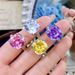 Ice J281 Purple Flower Sparkling Inlaid Lithium Carbon Zircon Open Princess Style High Fashion Women's Ring_ipsvogv.com