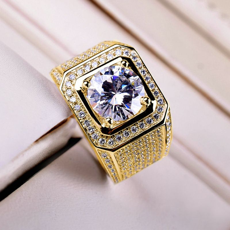 Dominant Full Shining Men's Large Naked Group Set With Zircon Mosang Diamond Engagement Wedding Ring_ipsvogv.com