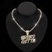 Personalized Hip-hop Full Double Row Diamond Letters BREADGETTA Pendant, Niche Design Tennis Necklace Accessory_ipsvogv.com