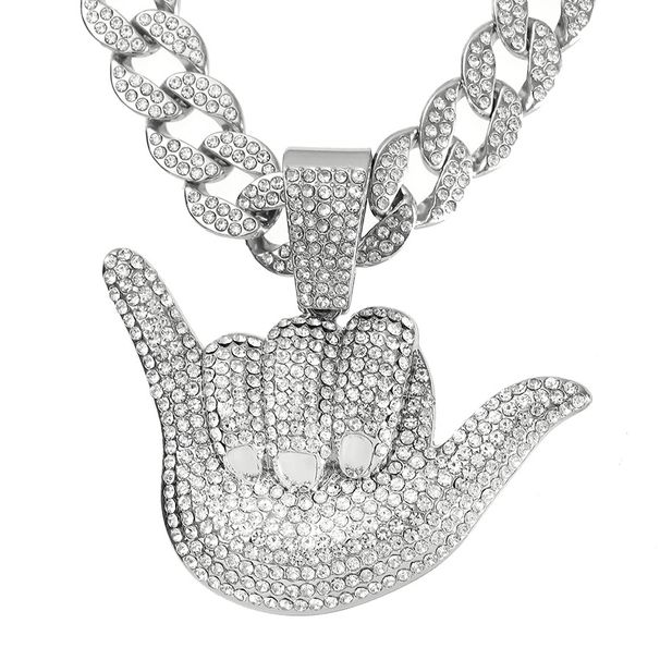 New Cool Men's Personality 666 Pendant Trend Hip-hop Full Diamond Finger Cuban Necklace_ipsvogv.com