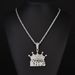 Rapper Jewelry Men's Hip Hop Full Diamond Crown Letter Pendant Fried Dough Twists Necklace Fashion Brand_ipsvogv.com