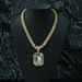 Men’s Jewelry Set Fashion New Hot Sale Sugar Cube Diamond Cuban Chain With Colored Gemstone Pendant Classic All Match Men's Necklace Jewelry_ipsvogv.com