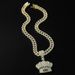 Hip Hop Full Diamond Crown Letter Pendant Cuban Chain Trendy Nightclub Personalized Men's Necklace Accessories_ipsvogv.com