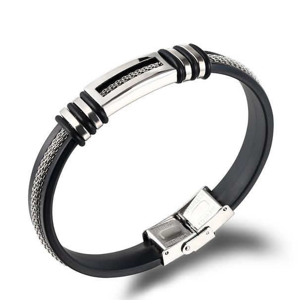 Trendy Men's Stainless Silicone Bracelet Titanium Steel Jewelry Couple Pair Wristbands_ipsvogv.com