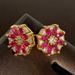 best Selling Sunflower Earrings Inlaid With Myanmar Pigeon Red Zircon Earrings Gold Diamond Earrings_ipsvogv.com