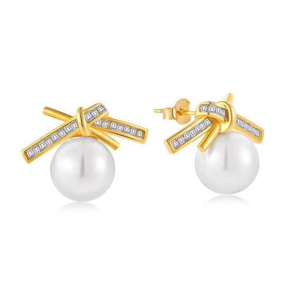 S925 sterling silver exquisite temperament bow pearl earrings niche high end French retro earrings elegant temperament_ipsvogv.com