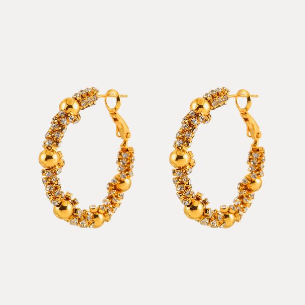 Women's Jewelry Zircon Winding Beaded Earrings Copper Plated With Real Gold Simple High End Sense Of Luxury Niche Exquisite Earrings_ipsvogv.com