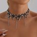 Heavy Metal Punk Goth Pentagram Fringed Leather Rope Collarbone Chain Sweet Cool Babes Necklace_ipsvogv.com