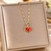 Internet Famous Titanium Steel Necklace With Zircon Red Maple Leaf For Women, Light Luxury And Versatile Collarbone_ipsvogv.com