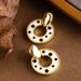 Fashionable Black And White Polka Dot Acrylic Geometric Circle With Stylish Silver Needle Earrings_ipsvogv.com