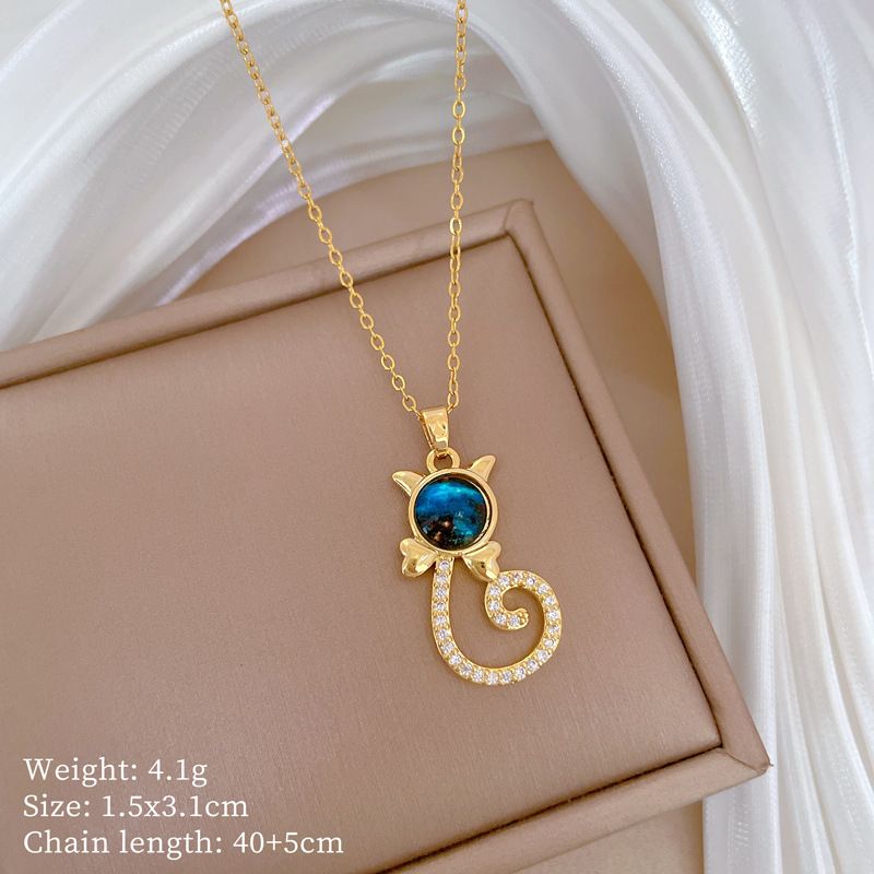 Cat 【 】 Starry Sky Light Luxury Charm Gorgeous Full Diamond Necklace Women's Versatile Clavicle Titanium Steel Chain 【 】_ipsvogv.com