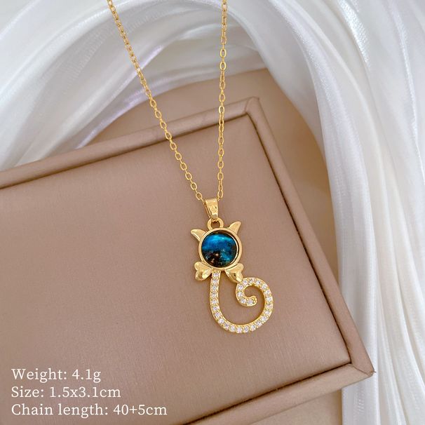Cat 【 】 Starry Sky Light Luxury Charm Gorgeous Full Diamond Necklace Women's Versatile Clavicle Titanium Steel Chain 【 】_ipsvogv.com
