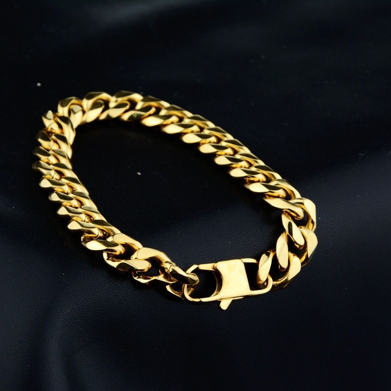Trendy 10mm Cuban Titanium Steel Hot Selling Hip Hop Personality Versatile Fashion Men's Bracelet_ipsvogv.com